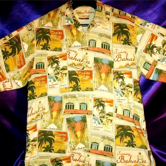 Tommy Bahama Men’s Silk Vegas Post Card Shirt L - Picture 1 of 7